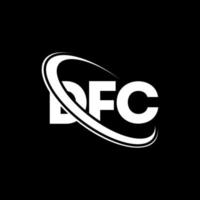 dfc-logo. dfc brief. dfc brief logo ontwerp. initialen dfc-logo gekoppeld aan cirkel en monogram-logo in hoofdletters. dfc-typografie voor technologie, zaken en onroerend goed merk. vector