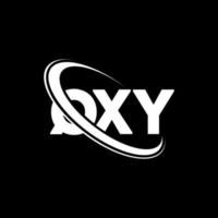 qxy-logo. qxy brief. qxy brief logo ontwerp. initialen qxy-logo gekoppeld aan cirkel en monogram-logo in hoofdletters. qxy typografie voor technologie, zaken en onroerend goed merk. vector
