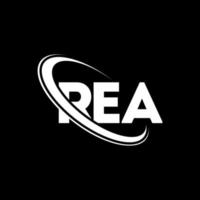 re-logo. re brief. rea brief logo ontwerp. initialen rea logo gekoppeld aan cirkel en hoofdletter monogram logo. rea typografie voor technologie, zaken en onroerend goed merk. vector