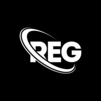 reg-logo. reg brief. reg brief logo ontwerp. initialen reg-logo gekoppeld aan cirkel en monogram-logo in hoofdletters. reg typografie voor technologie, zaken en onroerend goed merk. vector