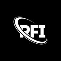 rfi-logo. rfi-brief. rfi brief logo ontwerp. initialen rfi-logo gekoppeld aan cirkel en monogram-logo in hoofdletters. rfi-typografie voor technologie, zaken en onroerend goed merk. vector