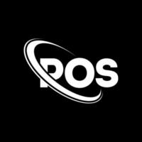 pos-logo. post brief. pos brief logo ontwerp. initialen pos-logo gekoppeld aan cirkel en monogram-logo in hoofdletters. pos typografie voor technologie, zaken en onroerend goed merk. vector