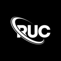 ruc-logo. ruc brief. ruc brief logo ontwerp. initialen ruc-logo gekoppeld aan cirkel en monogram-logo in hoofdletters. ruc typografie voor technologie, zaken en onroerend goed merk. vector