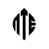 mte cirkel letter logo ontwerp met cirkel en ellipsvorm. mte ellipsletters met typografische stijl. de drie initialen vormen een cirkellogo. mte cirkel embleem abstracte monogram brief mark vector. vector