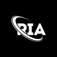 ria-logo. ria brief. ria brief logo ontwerp. initialen ria-logo gekoppeld aan cirkel en monogram-logo in hoofdletters. ria typografie voor technologie, zaken en onroerend goed merk. vector