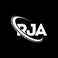 rja-logo. rja brief. rja brief logo ontwerp. initialen rja-logo gekoppeld aan cirkel en monogram-logo in hoofdletters. rja typografie voor technologie, zaken en onroerend goed merk. vector