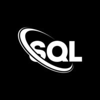 sql-logo. sql-letter. sql letter logo ontwerp. initialen sql-logo gekoppeld aan cirkel en monogram-logo in hoofdletters. sql typografie voor technologie, business en onroerend goed merk. vector