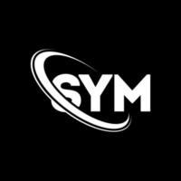 sym-logo. symbolische brief. sym letter logo ontwerp. initialen sym-logo gekoppeld aan cirkel en monogram-logo in hoofdletters. sym typografie voor technologie, business en onroerend goed merk. vector