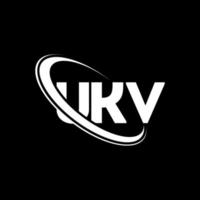 ukv-logo. VK brief. ukv brief logo ontwerp. initialen ukv-logo gekoppeld aan cirkel en monogram-logo in hoofdletters. ukv typografie voor technologie, zaken en onroerend goed merk. vector