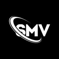 smv-logo. smv brief. smv brief logo ontwerp. initialen smv-logo gekoppeld aan cirkel en monogram-logo in hoofdletters. smv typografie voor technologie, zaken en onroerend goed merk. vector