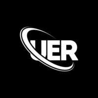 uer-logo. uer brief. uer brief logo ontwerp. initialen uer logo gekoppeld aan cirkel en hoofdletter monogram logo. uer typografie voor technologie, business en onroerend goed merk. vector