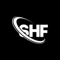 shf-logo. shf brief. shf brief logo ontwerp. initialen shf logo gekoppeld aan cirkel en hoofdletter monogram logo. shf typografie voor technologie, zaken en onroerend goed merk. vector