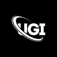 ugi-logo. ugi brief. ugi brief logo ontwerp. initialen ugi-logo gekoppeld aan cirkel en monogram-logo in hoofdletters. ugi typografie voor technologie, zaken en onroerend goed merk. vector