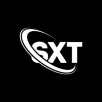 sxt-logo. sxt brief. sxt letter logo-ontwerp. initialen sxt-logo gekoppeld aan cirkel en monogram-logo in hoofdletters. sxt typografie voor technologie, zaken en onroerend goed merk. vector