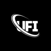ufi-logo. ufi-brief. ufi brief logo ontwerp. initialen ufi-logo gekoppeld aan cirkel en monogram-logo in hoofdletters. ufi typografie voor technologie, zaken en onroerend goed merk. vector