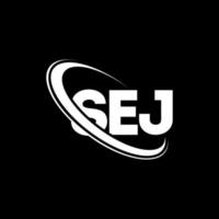 sej-logo. sj brief. sej brief logo ontwerp. initialen sej-logo gekoppeld aan cirkel en monogram-logo in hoofdletters. sej typografie voor technologie, zaken en onroerend goed merk. vector