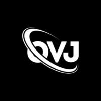 ovj-logo. ov brief. ovj brief logo ontwerp. initialen ovj logo gekoppeld aan cirkel en hoofdletter monogram logo. ovj typografie voor technologie, zaken en onroerend goed merk. vector