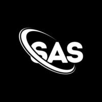 sas-logo. sas brief. sas brief logo ontwerp. initialen sas logo gekoppeld aan cirkel en hoofdletter monogram logo. sas typografie voor technologie, business en onroerend goed merk. vector