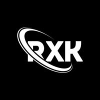 rxk-logo. rk brief. rxk brief logo ontwerp. initialen rxk-logo gekoppeld aan cirkel en monogram-logo in hoofdletters. rxk typografie voor technologie, zaken en onroerend goed merk. vector