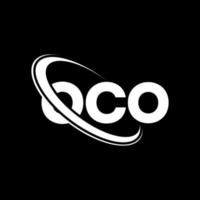 oco-logo. oco brief. oco brief logo ontwerp. initialen oco-logo gekoppeld aan cirkel en monogram-logo in hoofdletters. oco typografie voor technologie, zaken en onroerend goed merk. vector