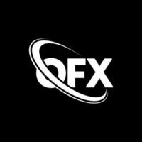 ofx-logo. ofx brief. ofx brief logo ontwerp. initialen ofx-logo gekoppeld aan cirkel en monogram-logo in hoofdletters. ofx typografie voor technologie, business en onroerend goed merk. vector