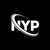 nyp-logo. nep brief. nyp brief logo ontwerp. initialen nyp-logo gekoppeld aan cirkel en monogram-logo in hoofdletters. nyp typografie voor technologie, zaken en onroerend goed merk. vector