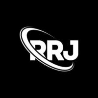 rrj-logo. rrj brief. rrj brief logo ontwerp. initialen rrj-logo gekoppeld aan cirkel en monogram-logo in hoofdletters. rrj typografie voor technologie, zaken en onroerend goed merk. vector