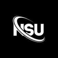 nsu-logo. ns brief. nsu brief logo ontwerp. initialen nsu-logo gekoppeld aan cirkel en monogram-logo in hoofdletters. nsu typografie voor technologie, zaken en onroerend goed merk. vector
