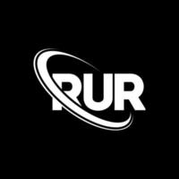 rur-logo. re brief. rur brief logo ontwerp. initialen rur logo gekoppeld aan cirkel en hoofdletter monogram logo. rur typografie voor technologie, zaken en onroerend goed merk. vector