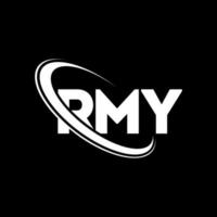 rmy-logo. rmy brief. rmy brief logo ontwerp. initialen rmy-logo gekoppeld aan cirkel en monogram-logo in hoofdletters. rmy typografie voor technologie, business en onroerend goed merk. vector