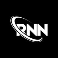 rnn-logo. rn brief. rnn brief logo ontwerp. initialen rnn logo gekoppeld aan cirkel en hoofdletter monogram logo. rnn typografie voor technologie, zaken en onroerend goed merk. vector
