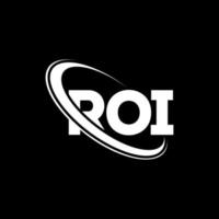 roi-logo. roi brief. roi brief logo ontwerp. initialen roi-logo gekoppeld aan cirkel en monogram-logo in hoofdletters. roi typografie voor technologie, zaken en onroerend goed merk. vector