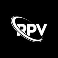 rpv-logo. rpv brief. rpv brief logo ontwerp. initialen rpv-logo gekoppeld aan cirkel en monogram-logo in hoofdletters. rpv-typografie voor technologie, zaken en onroerend goed merk. vector