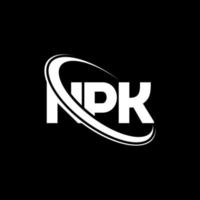 npk-logo. npk brief. npk brief logo ontwerp. initialen npk-logo gekoppeld aan cirkel en monogram-logo in hoofdletters. npk typografie voor technologie, zaken en onroerend goed merk. vector