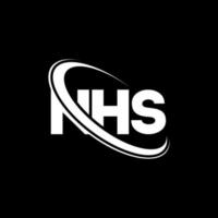 nhs-logo. nhs brief. nhs brief logo ontwerp. initialen nhs-logo gekoppeld aan cirkel en monogram-logo in hoofdletters. nhs typografie voor technologie, zaken en onroerend goed merk. vector