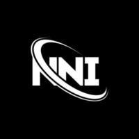 nni-logo. nni brief. nni brief logo ontwerp. initialen nni-logo gekoppeld aan cirkel en monogram-logo in hoofdletters. nni typografie voor technologie, zaken en onroerend goed merk. vector