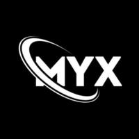 myx-logo. mijnx brief. myx brief logo ontwerp. initialen myx logo gekoppeld aan cirkel en hoofdletter monogram logo. myx typografie voor technologie, business en onroerend goed merk. vector