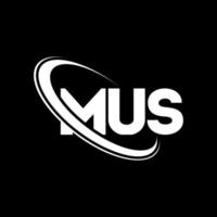 mus-logo. mus brief. mus brief logo ontwerp. initialen mus-logo gekoppeld aan cirkel en monogram-logo in hoofdletters. mus typografie voor technologie, zaken en onroerend goed merk. vector