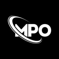 mpo-logo. mpo brief. mpo brief logo ontwerp. initialen mpo-logo gekoppeld aan cirkel en monogram-logo in hoofdletters. mpo typografie voor technologie, zaken en onroerend goed merk. vector