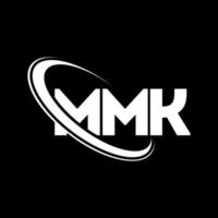 mmk-logo. mm brief. mmk brief logo ontwerp. initialen mmk-logo gekoppeld aan cirkel en monogram-logo in hoofdletters. mmk typografie voor technologie, zaken en onroerend goed merk. vector