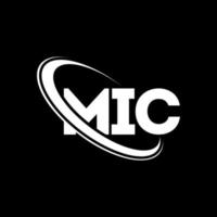 microfoon-logo. microfoon brief. mic brief logo ontwerp. initialen mic-logo gekoppeld aan cirkel en monogram-logo in hoofdletters. mic typografie voor technologie, business en onroerend goed merk. vector