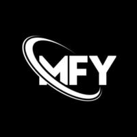 mfy-logo. mf brief. mfy brief logo ontwerp. initialen mfy logo gekoppeld aan cirkel en hoofdletter monogram logo. mfy typografie voor technologie, business en onroerend goed merk. vector