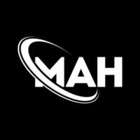 mah-logo. mah brief. mah brief logo ontwerp. initialen mah logo gekoppeld aan cirkel en hoofdletter monogram logo. mah typografie voor technologie, zaken en onroerend goed merk. vector