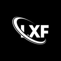 lxf-logo. lxf brief. lxf brief logo ontwerp. initialen lxf-logo gekoppeld aan cirkel en monogram-logo in hoofdletters. lxf-typografie voor technologie, zaken en onroerend goed merk. vector