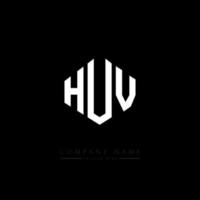 huv letter logo-ontwerp met veelhoekvorm. huv veelhoek en kubusvorm logo-ontwerp. huv zeshoek vector logo sjabloon witte en zwarte kleuren. huv monogram, bedrijfs- en onroerend goed logo.