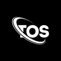 tos-logo. tos brief. tos brief logo ontwerp. initialen tos logo gekoppeld aan cirkel en hoofdletter monogram logo. tos typografie voor technologie, business en onroerend goed merk. vector