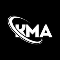 kma-logo. km brief. kma brief logo ontwerp. initialen kma-logo gekoppeld aan cirkel en monogram-logo in hoofdletters. kma typografie voor technologie, business en onroerend goed merk. vector