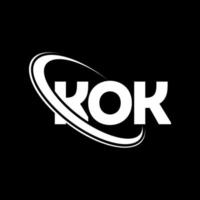 kok-logo. kok brief. kok brief logo ontwerp. initialen kok-logo gekoppeld aan cirkel en monogram-logo in hoofdletters. kok typografie voor technologie, business en onroerend goed merk. vector