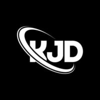 kjd-logo. kjd brief. kjd brief logo ontwerp. initialen kjd logo gekoppeld aan cirkel en hoofdletter monogram logo. kjd typografie voor technologie, zaken en onroerend goed merk. vector