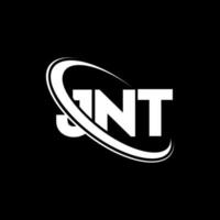 jnt-logo. jn brief. jnt brief logo ontwerp. initialen jnt logo gekoppeld aan cirkel en hoofdletter monogram logo. jnt typografie voor technologie, zaken en onroerend goed merk. vector